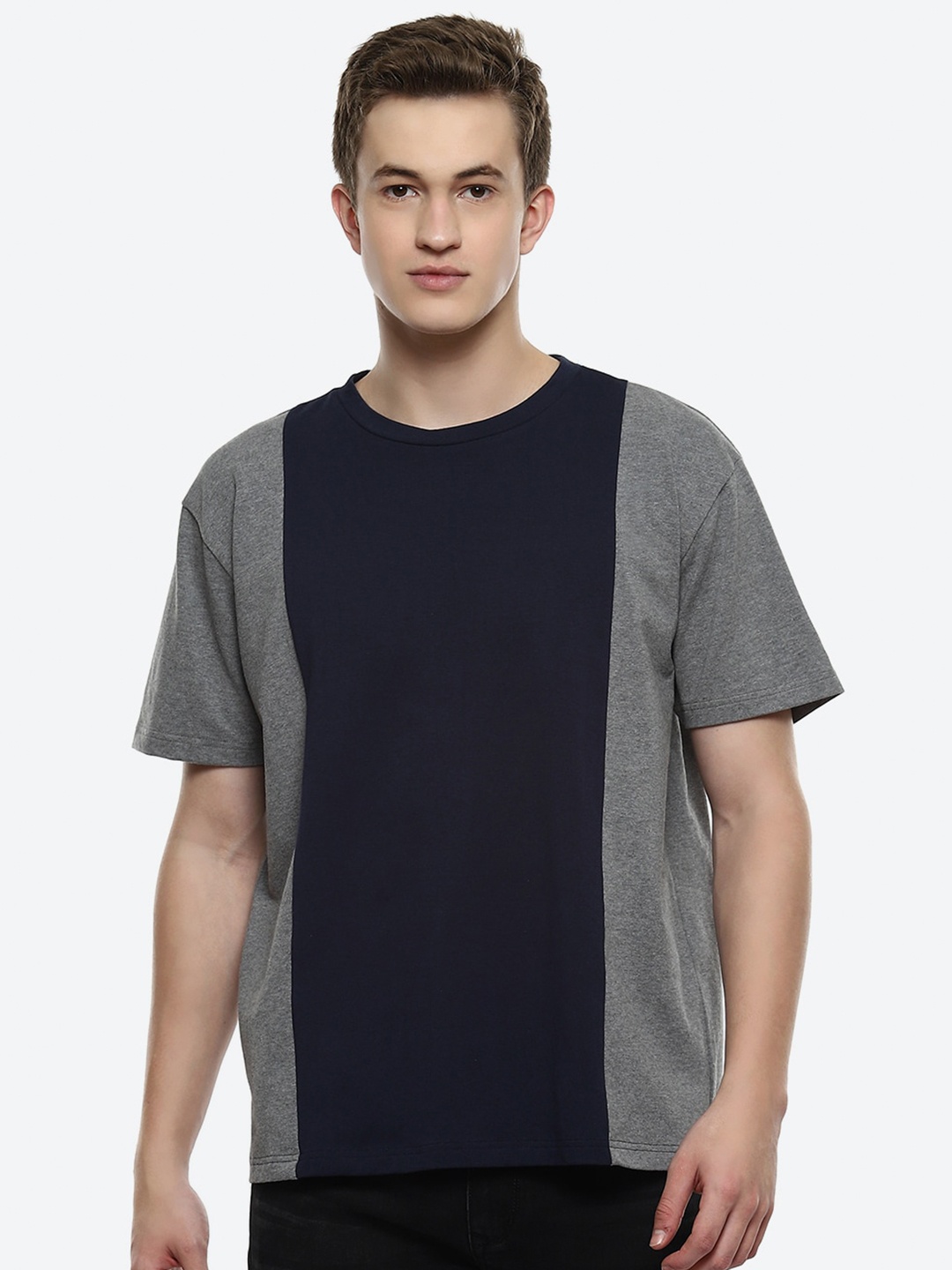 

hummel Colourblocked Drop-Shoulder Sleeves Cotton T-shirt, Grey