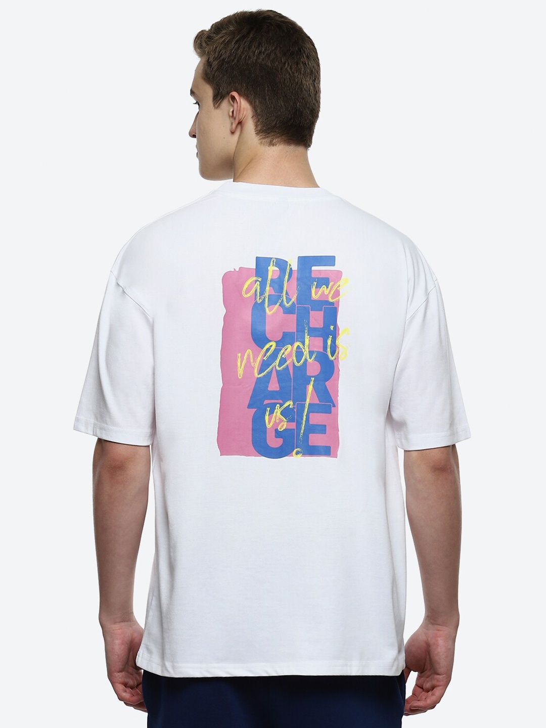 

hummel Typography Printed Drop-Shoulder Sleeves Cotton T-shirt, White