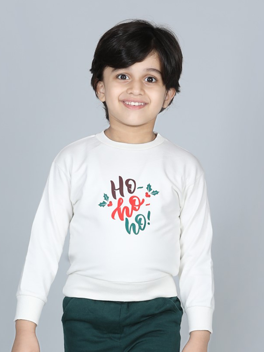 

AWW HUNNIE Kids Typography Printed Cotton Pullover Sweatshirt, White