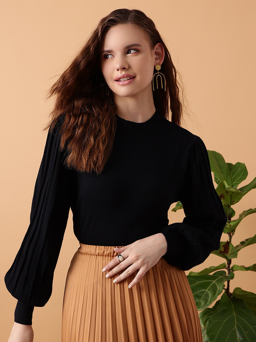 

STREET 9 Ribbed Acrylic Pullover, Black