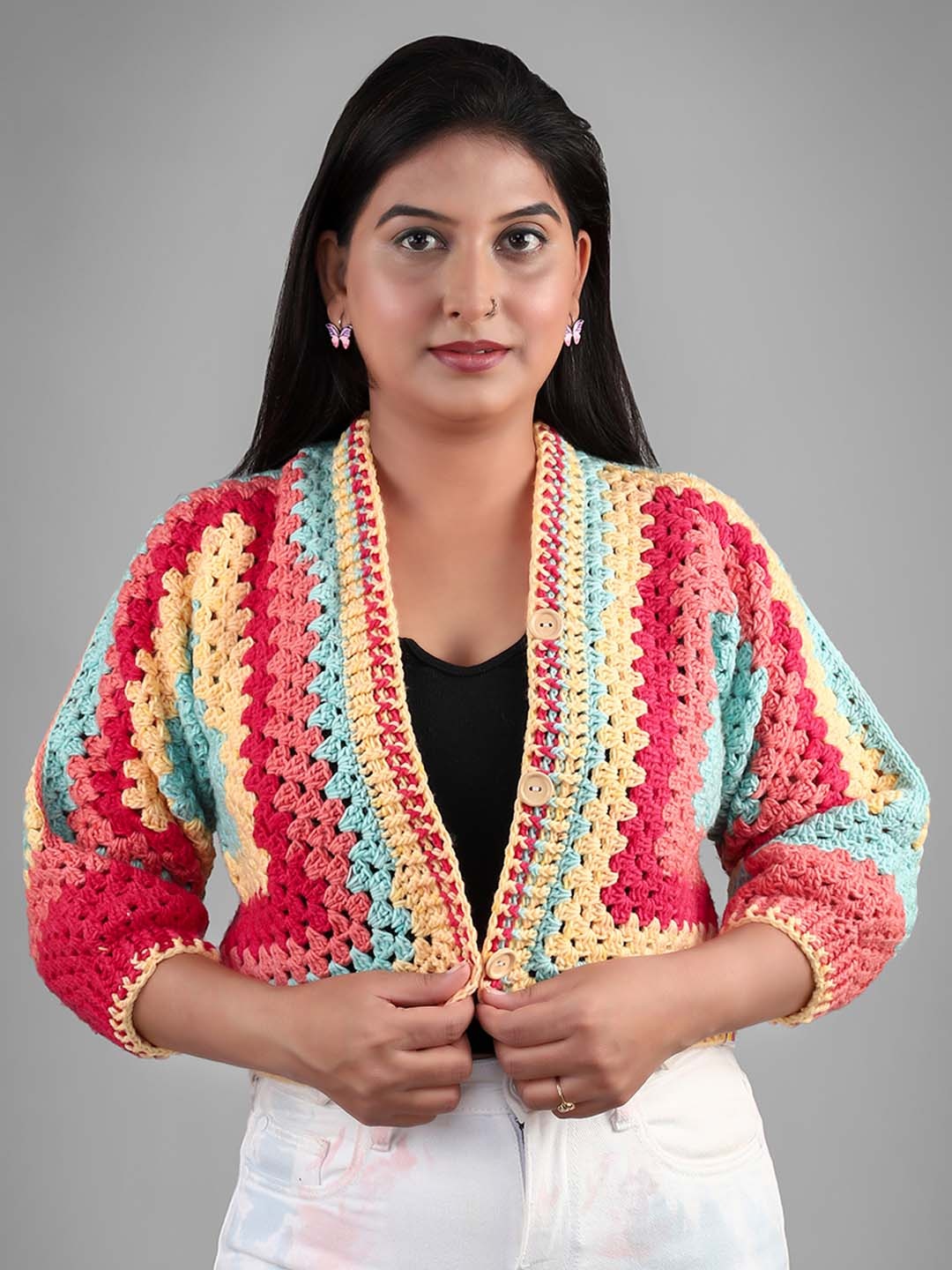 

Magic Needles Self Designed Woollen Cardigan, Red