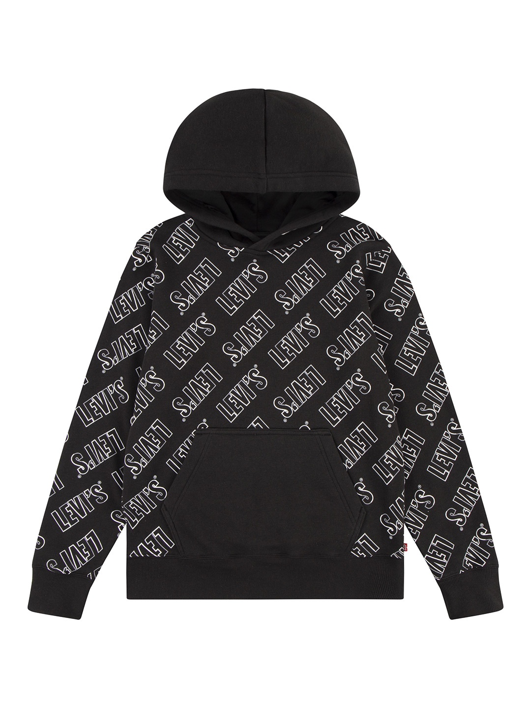 

Levis Boys Boys Typography Printed Hooded Pullover, Black