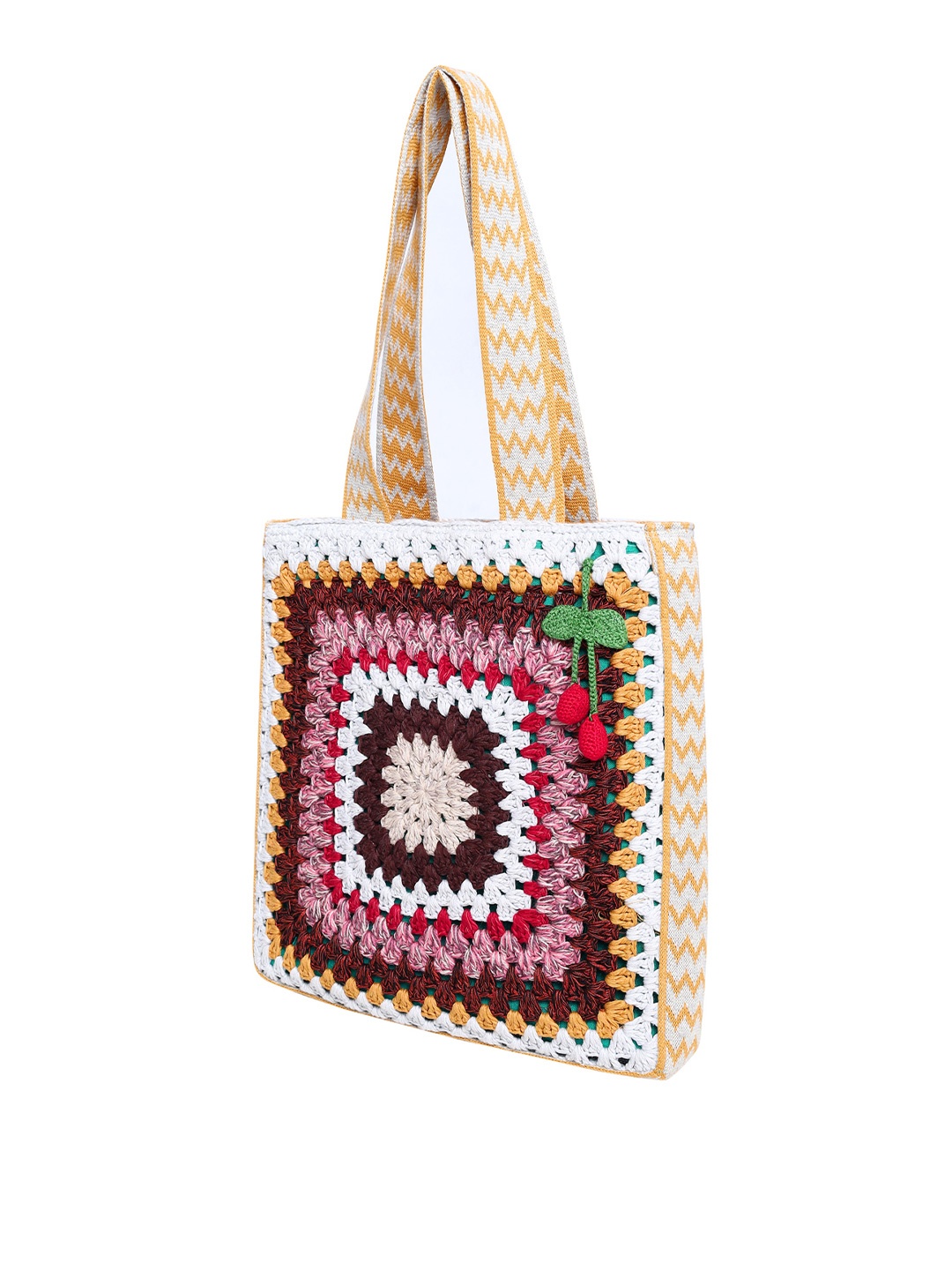 

Bharatasya Textured Oversized Structured Cotton Tote Bag, White