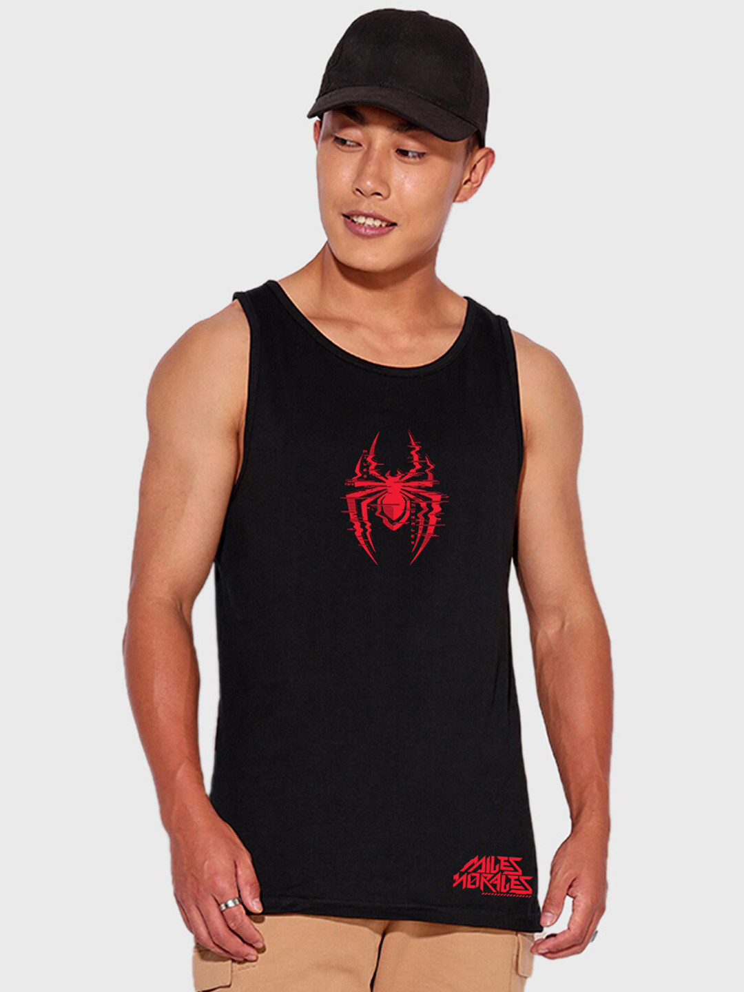 

Bewakoof Graphic Printed Pure Cotton Gym Vest 605739, Black