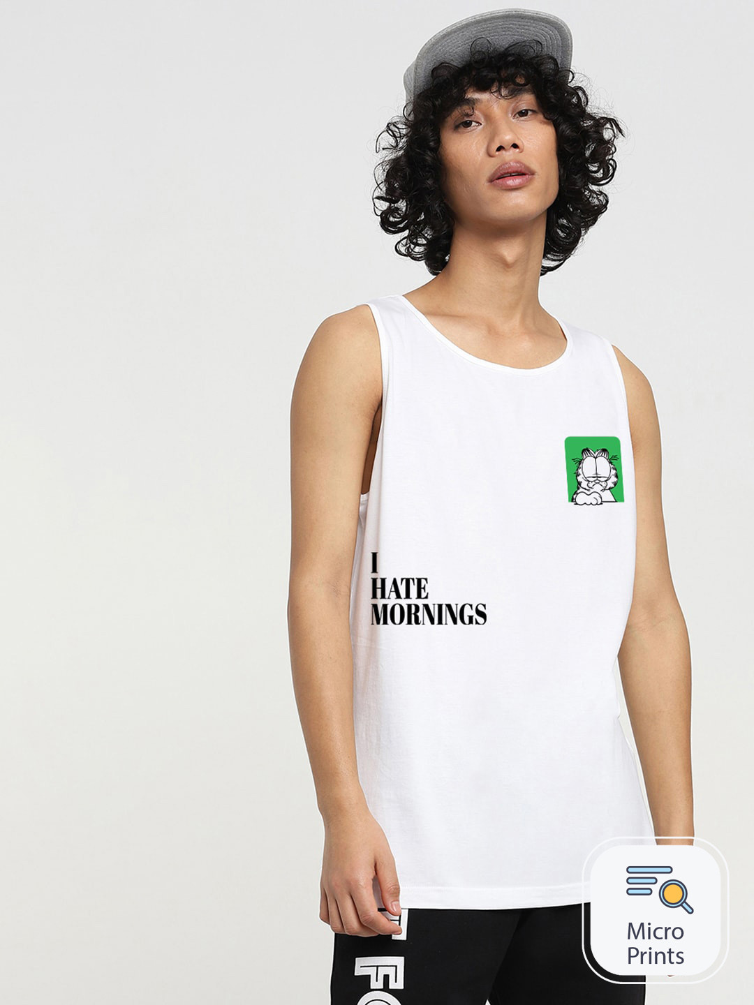 

Bewakoof x Official Garfield Pure Cotton Gym Vest 605754, White