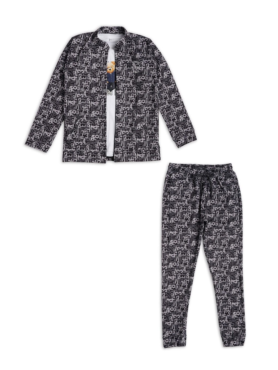 

CAVIO Boys Printed T-shirt & Shirt With Joggers Clothing Set, Black
