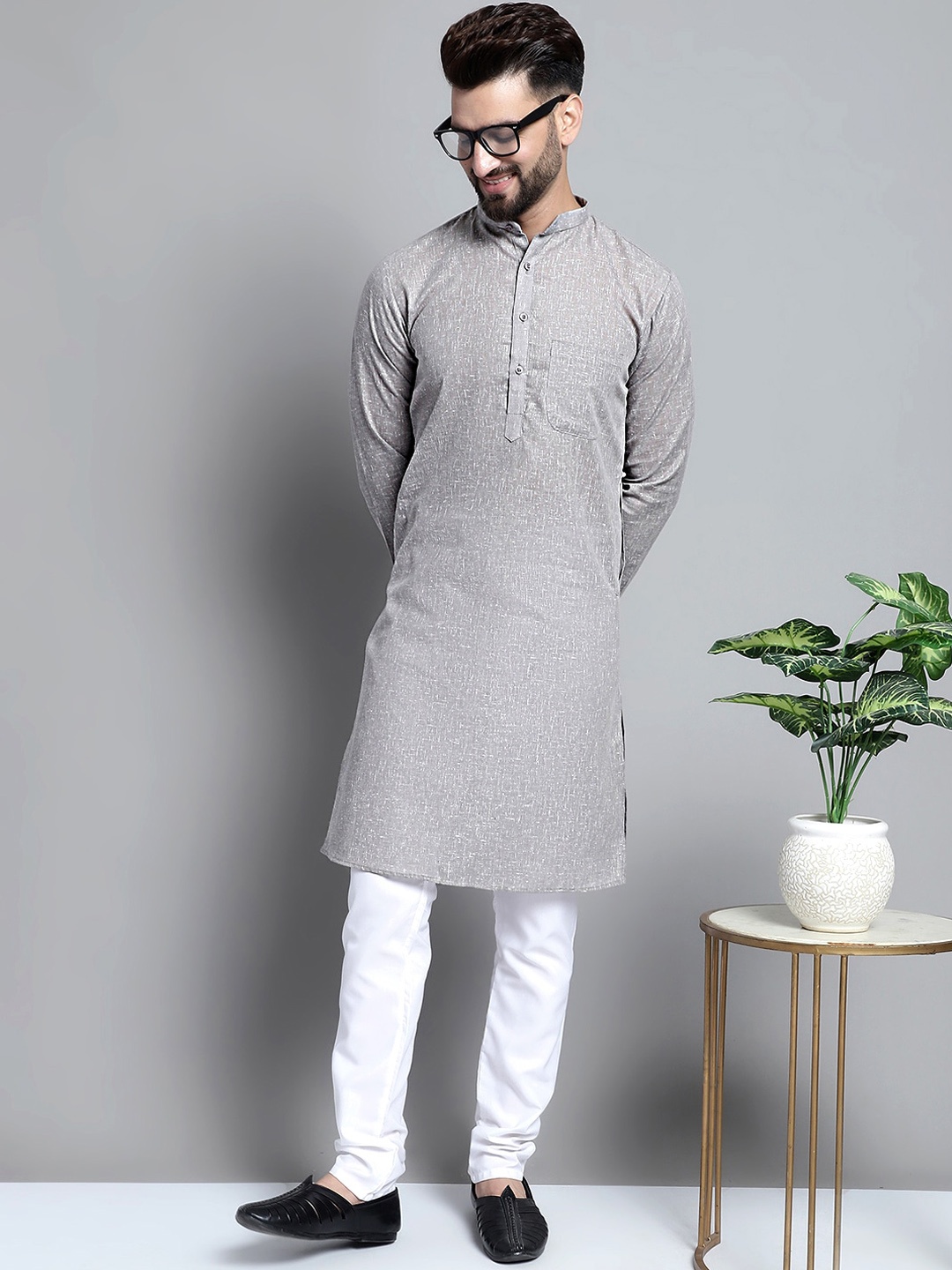

Jompers Pure Cotton Kurta with Pyjamas, Grey