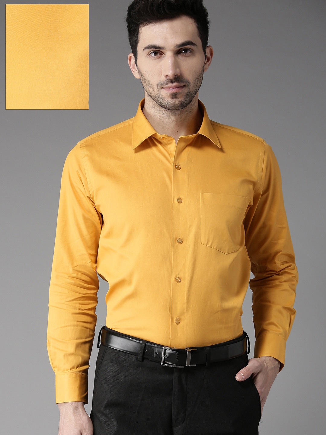 

DENNISON Men Mustard Yellow Regular Fit Solid Formal Shirt