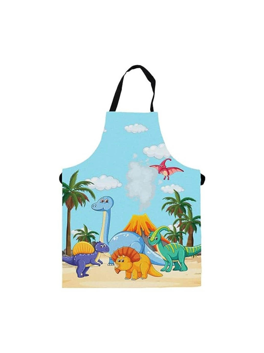 

THEYAYACAFE Kids White & Grey Printed Cotton Apron, Blue