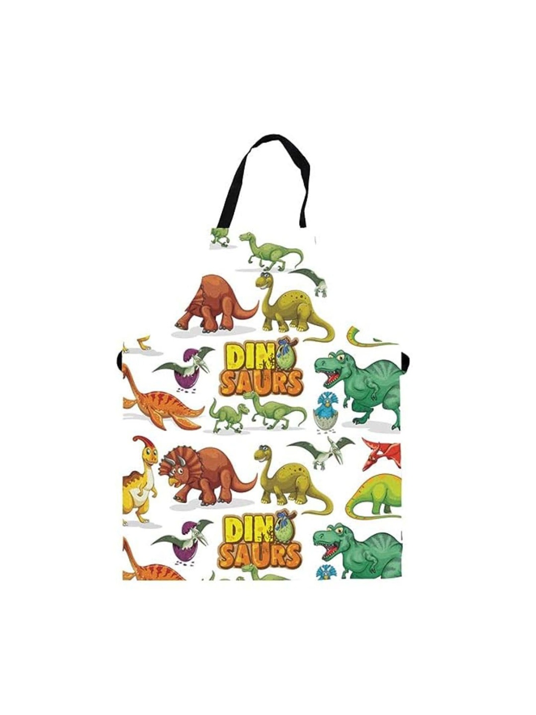 

THEYAYACAFE Kids White & Green Printed Canvas Cotton Apron