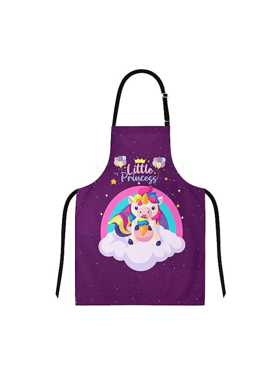 

THEYAYACAFE Kids Unicorn Purple & White Little Princess Printed Canvas Cotton Apron