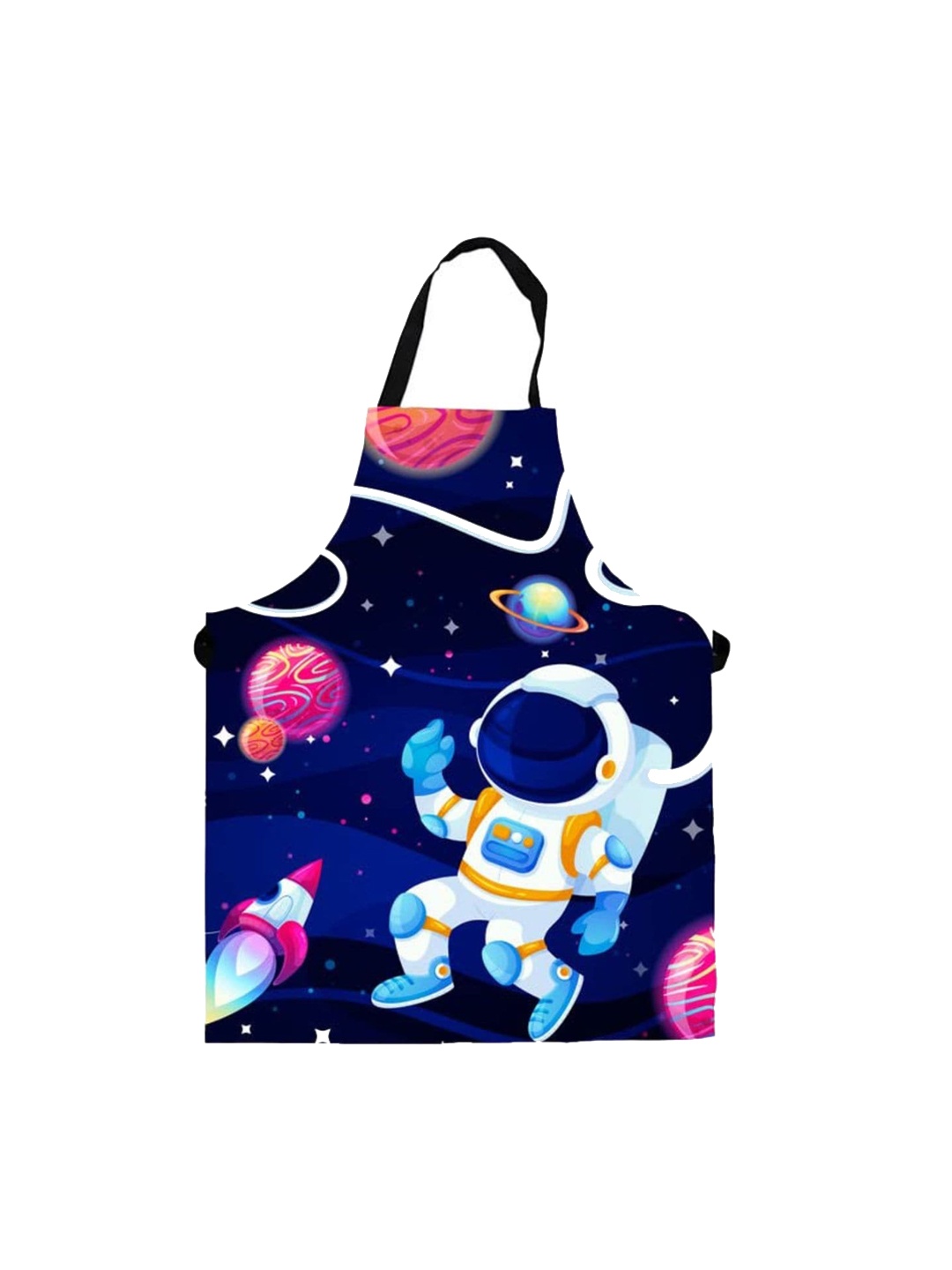 

THEYAYACAFE Kids Navy Blue & Pink Space Print Canvas Cotton Apron