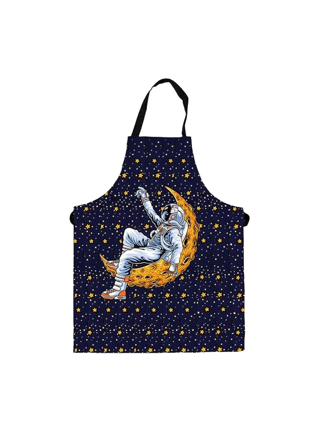 

THEYAYACAFE Kids Navy Blue & Yellow Space Printed Canvas Cotton Apron