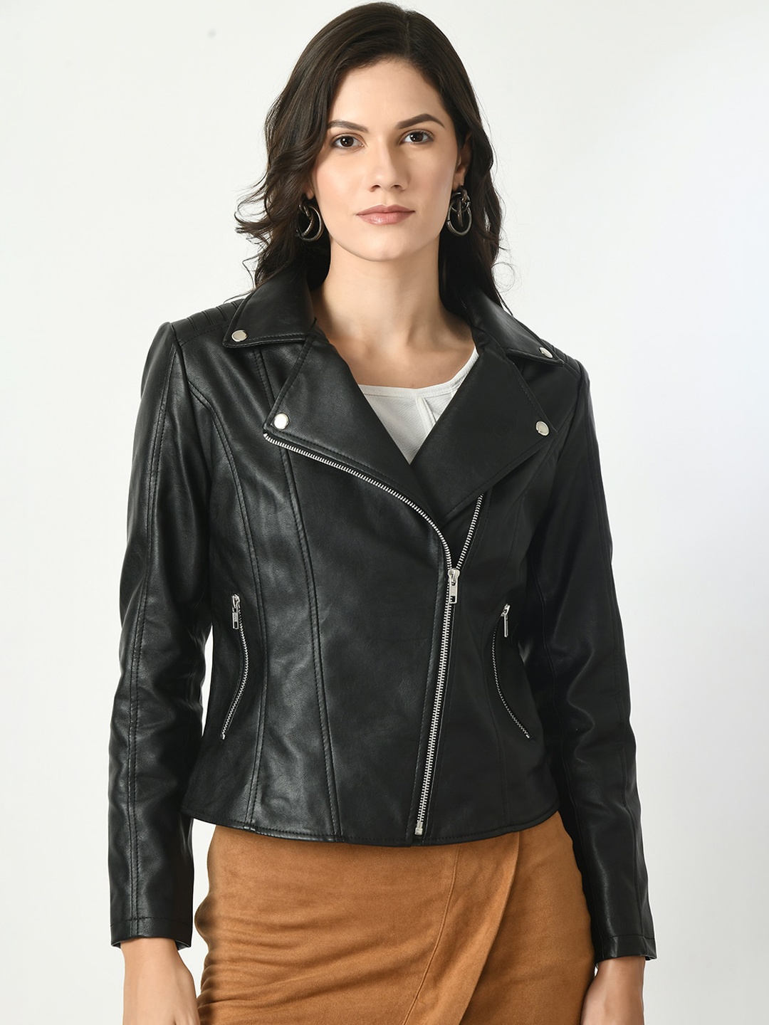 

TBOJ Water Resistant Lapel Collar PU Biker Jacket, Black