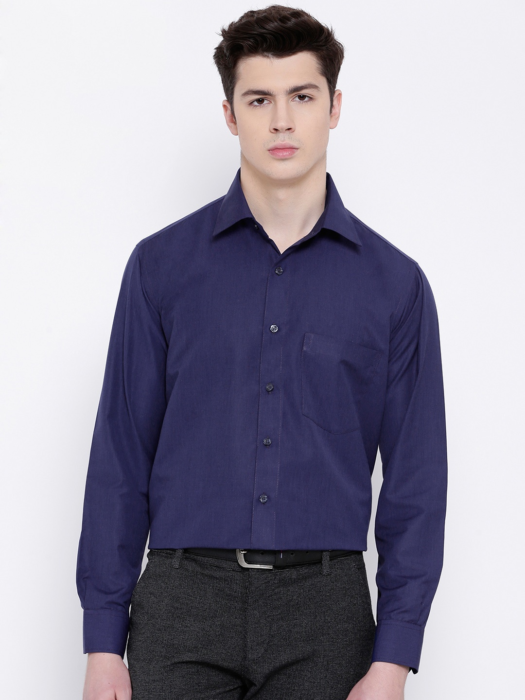 

DENNISON Men Navy Blue Comfort Regular Fit Solid Formal Shirt