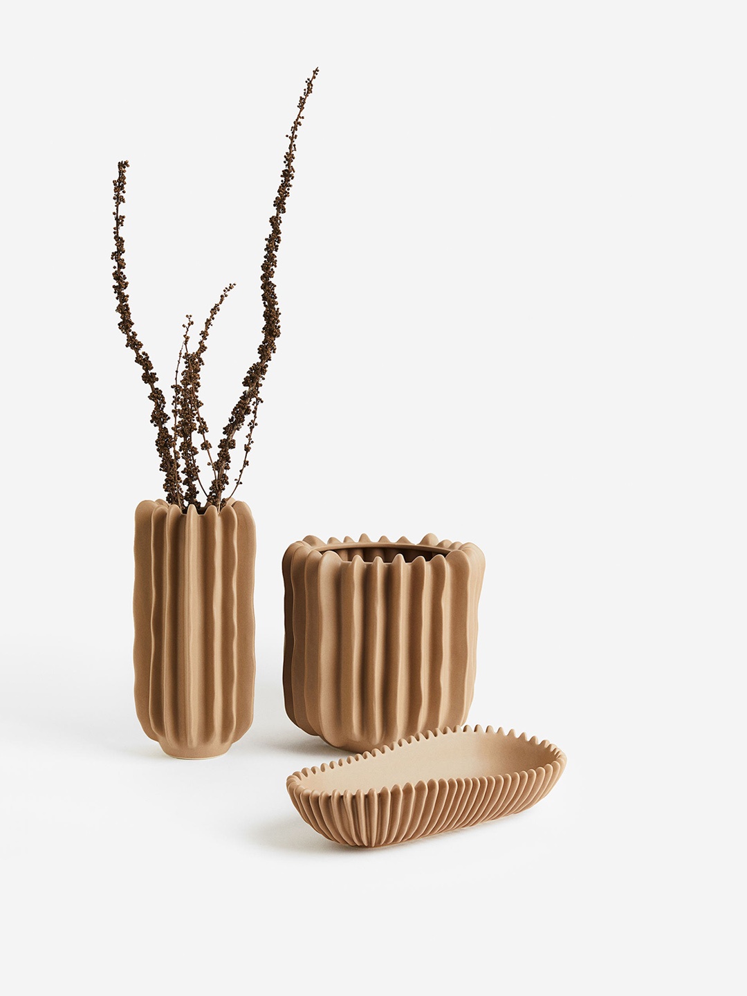 

H&M Beige Large Stoneware Plant Pot