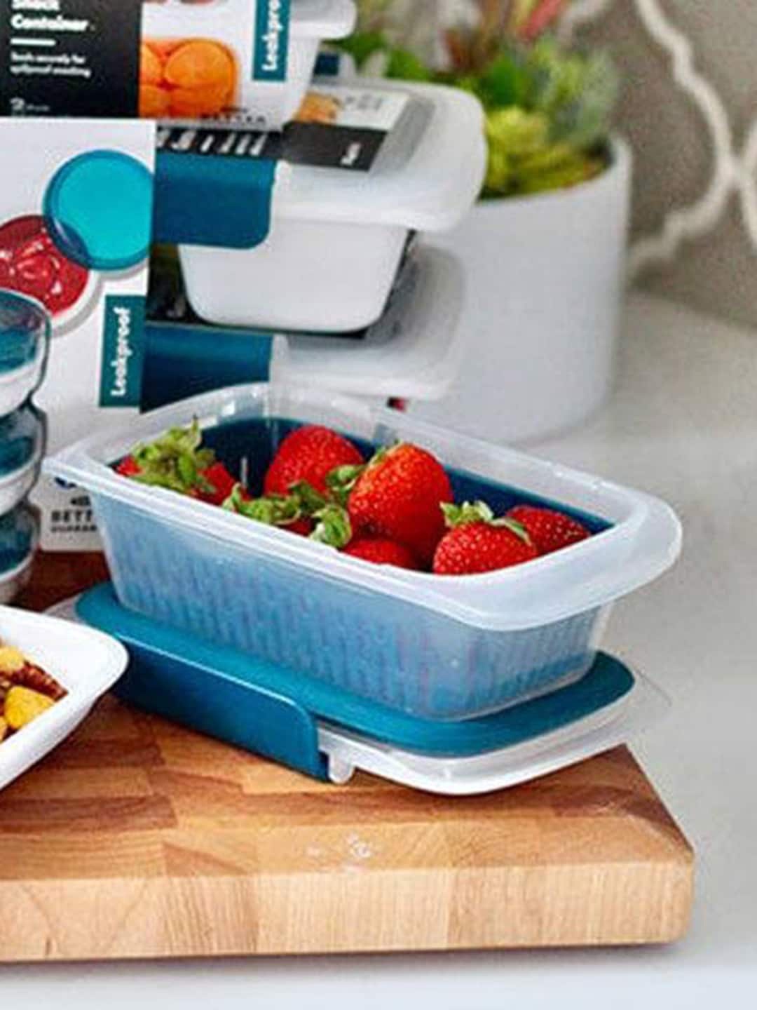 

OXO Prep & Go Turquoise Blue & White Container with Colander