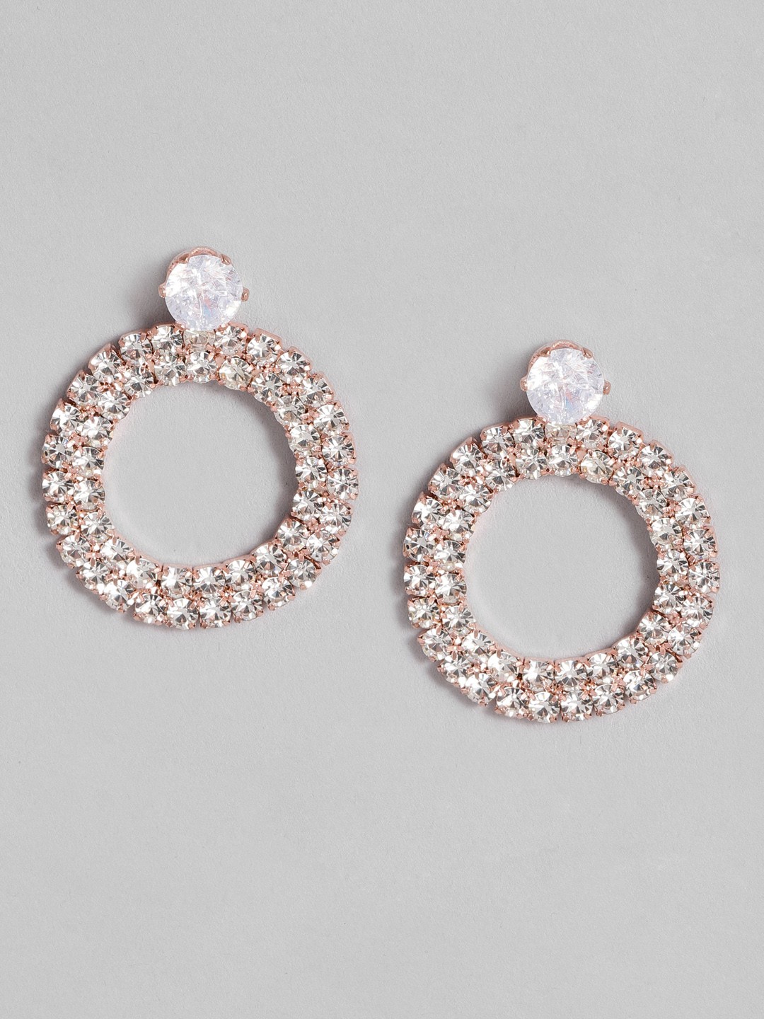 

DressBerry Circular Shaped Drop Earrings, Rose gold