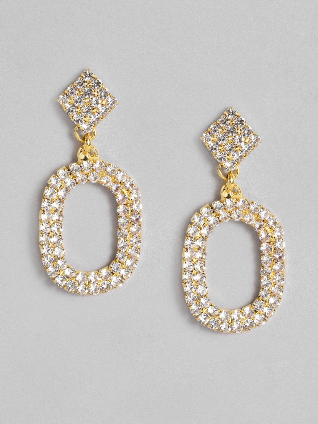 

DressBerry Oval Shaped Drop Earrings, Gold