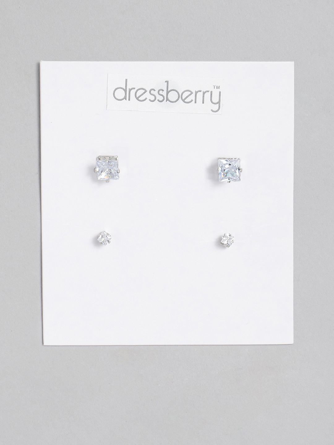 

DressBerry DressBerry Pack Of 2 Silver-Plated Square Studs
