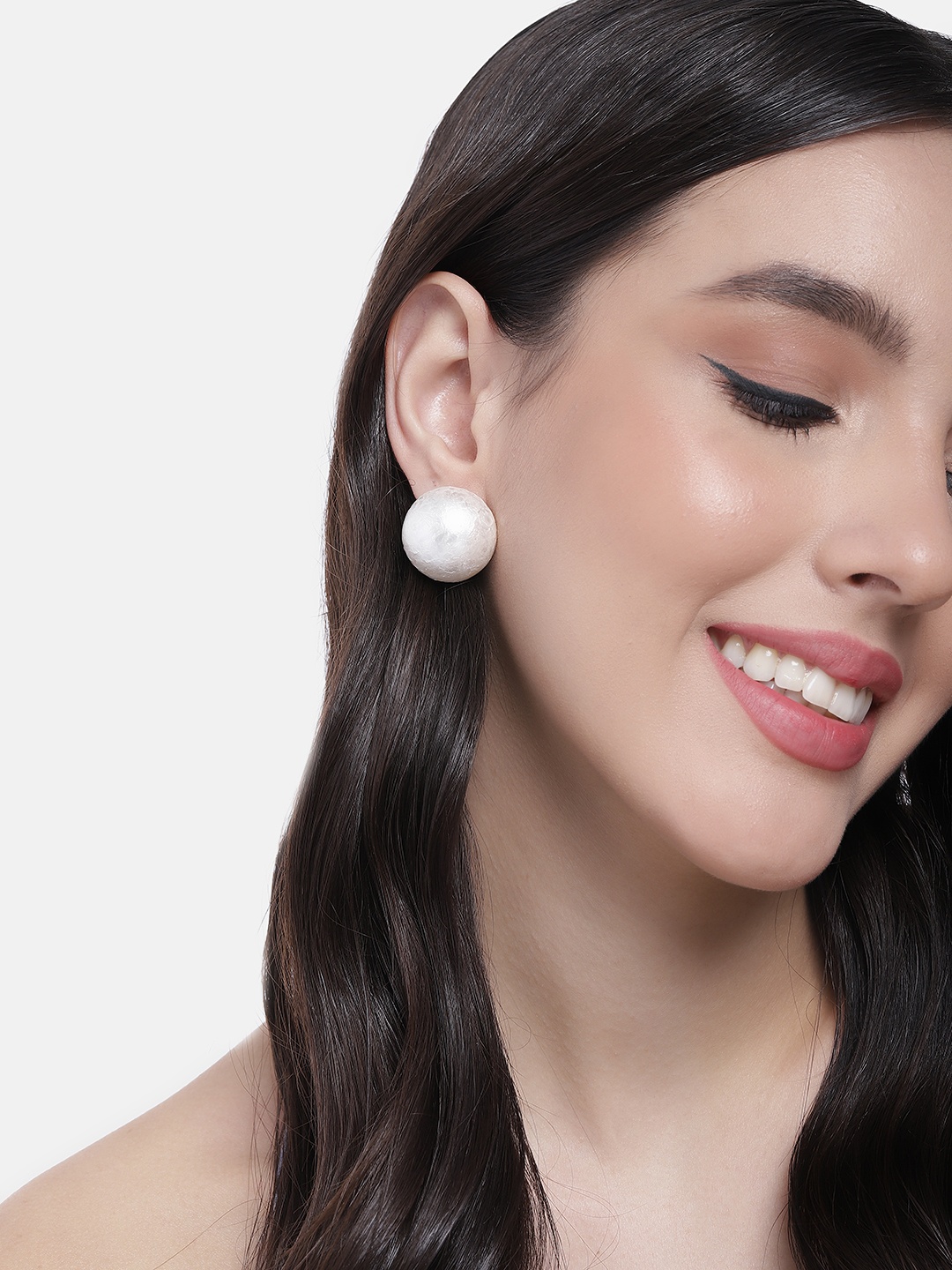 

DressBerry Alloy Circular Studs Earrings, White