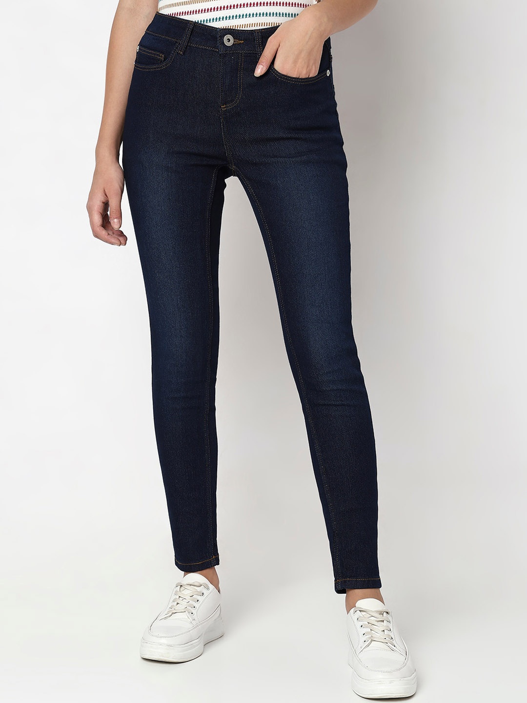 

Vero Moda Women Skinny Fit Mid-Rise Cotton Stretchable Jeans, Blue