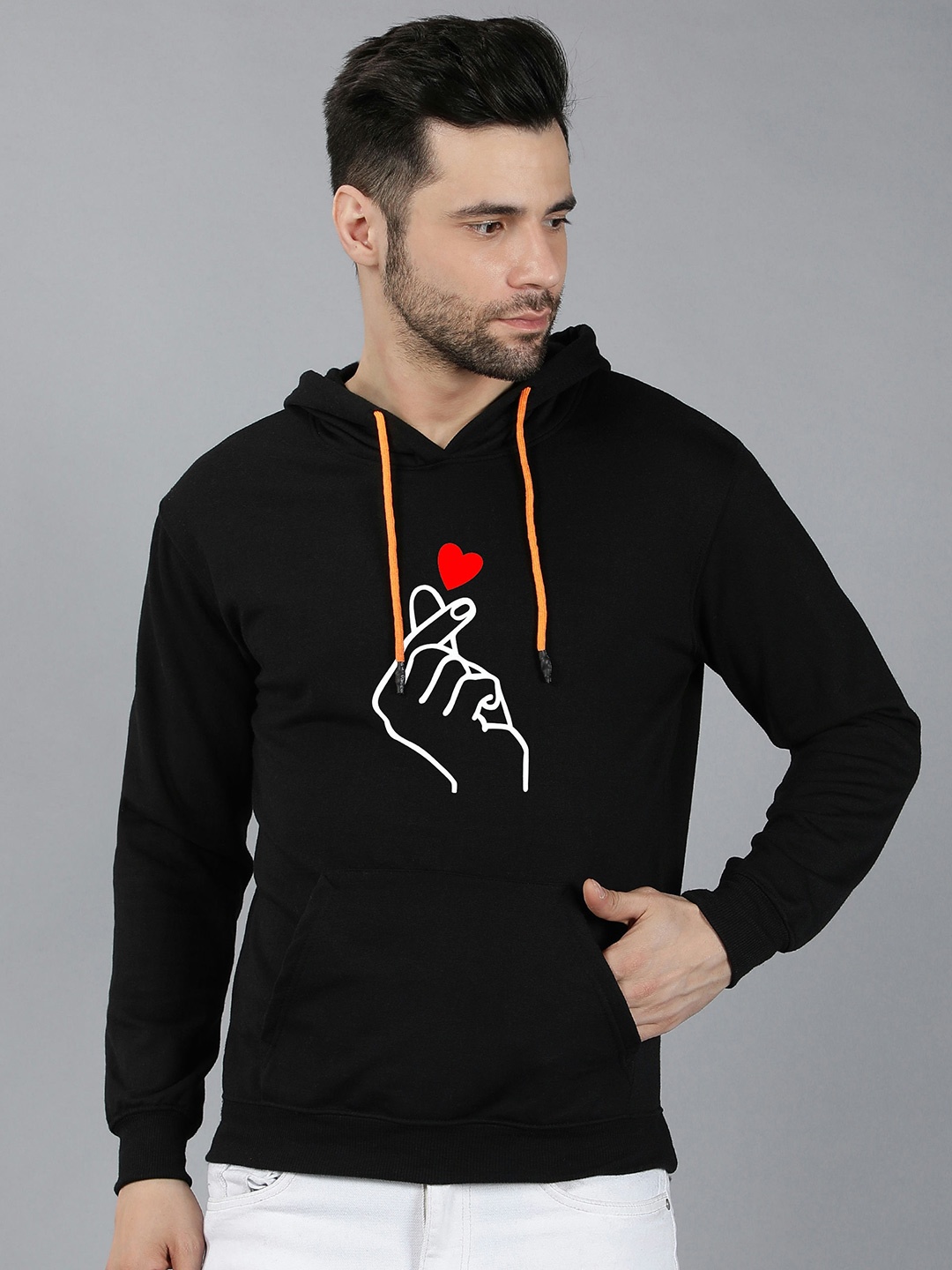 

Fashion And Youth Graphic Printed Hooded Fleece Pullover, Black