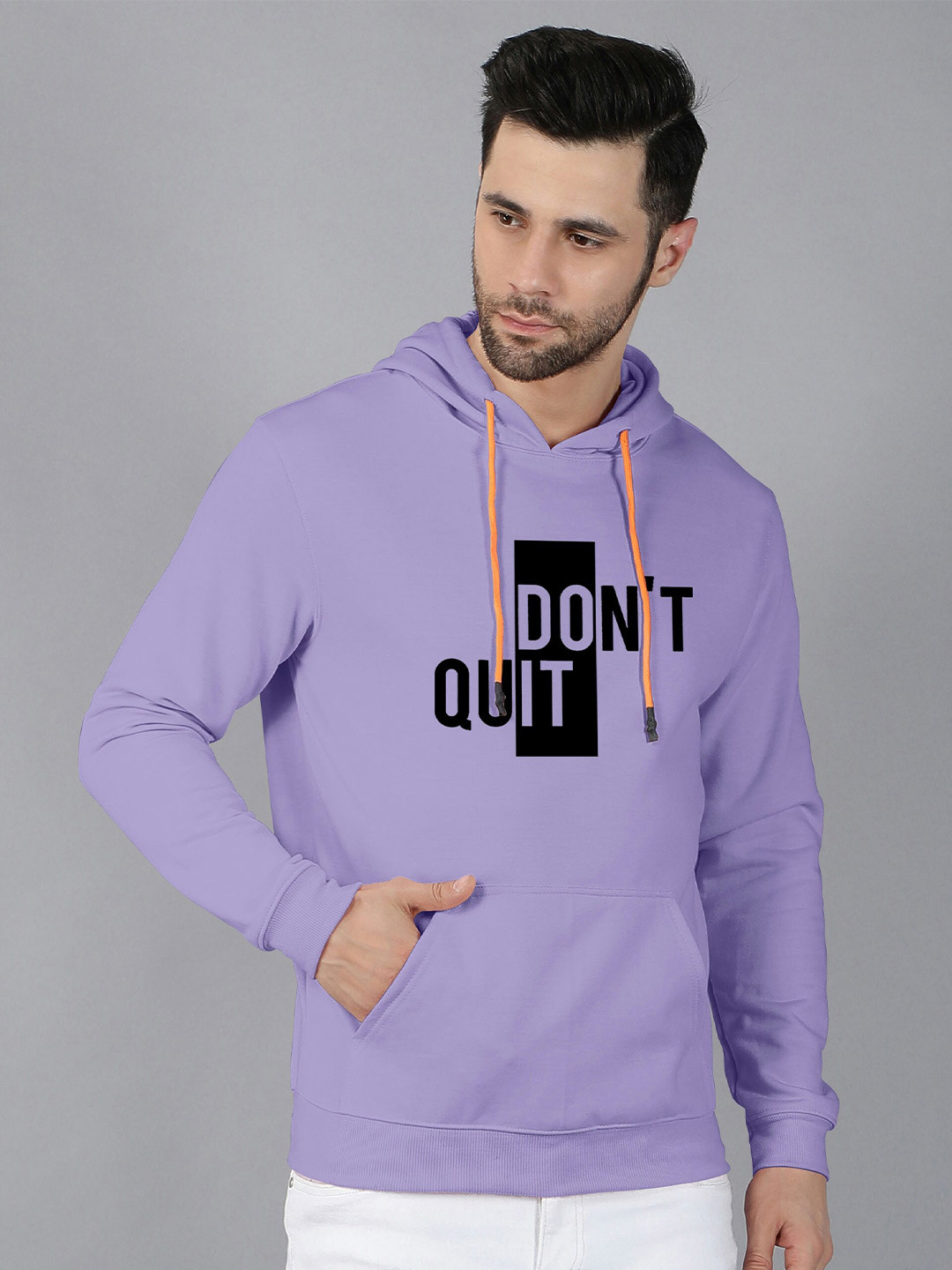 

Fashion And Youth Typography Printed Hooded Fleece Pullover, Lavender