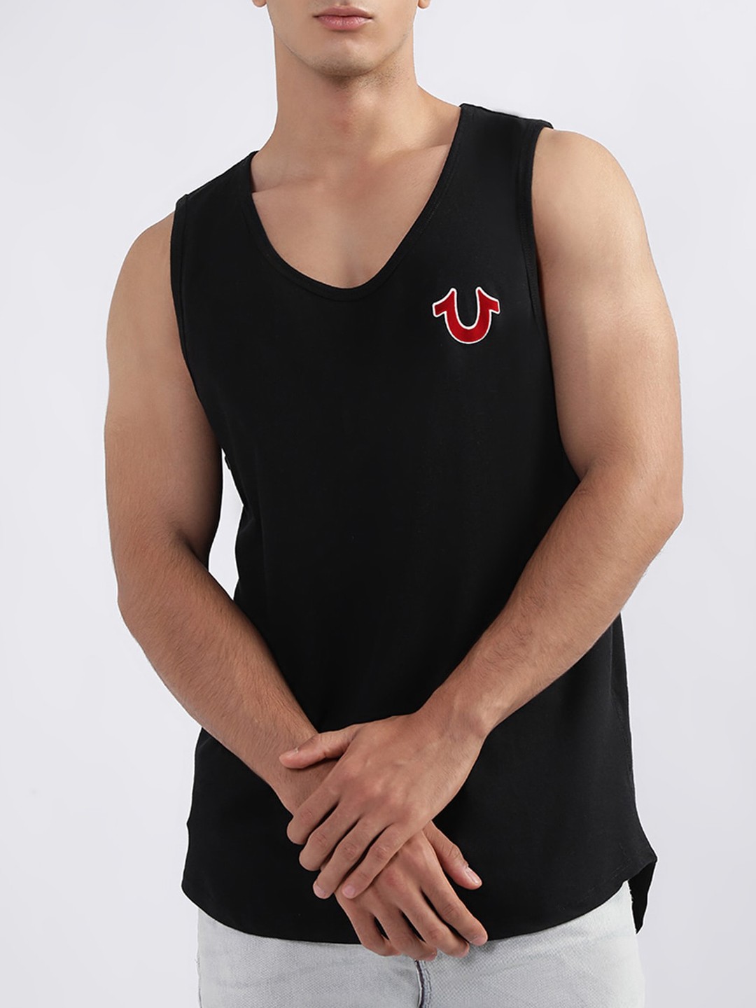 

True Religion Graphic Printed Pure Cotton Innerwear Tank Vest AW23-107309-1001, Black