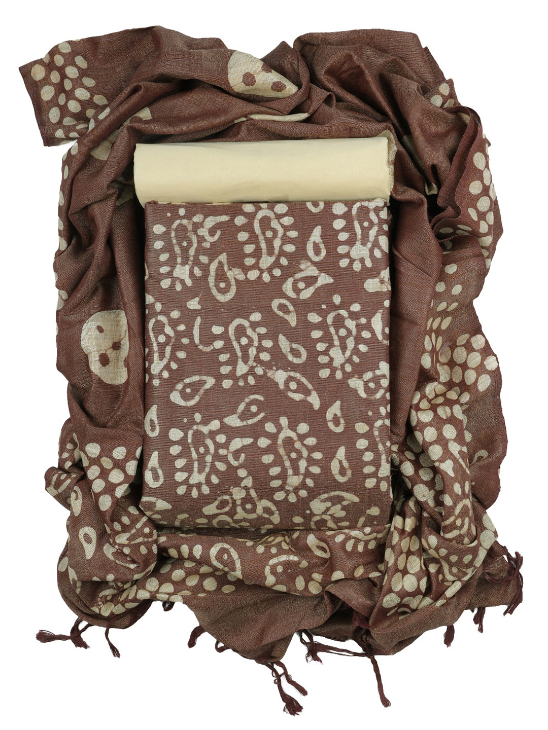 

Sun Fashion And Lifestyle Ethnic Motifs Printed Unstitched Dress Material, Coffee brown