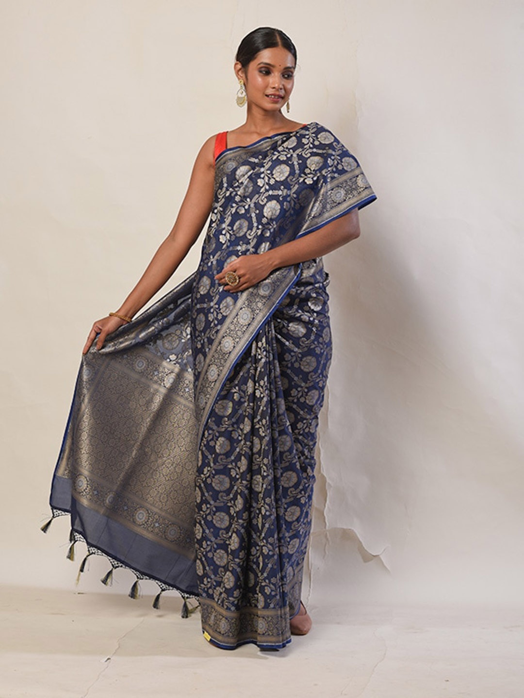 

AllSilks Woven Design Zari Saree, Blue
