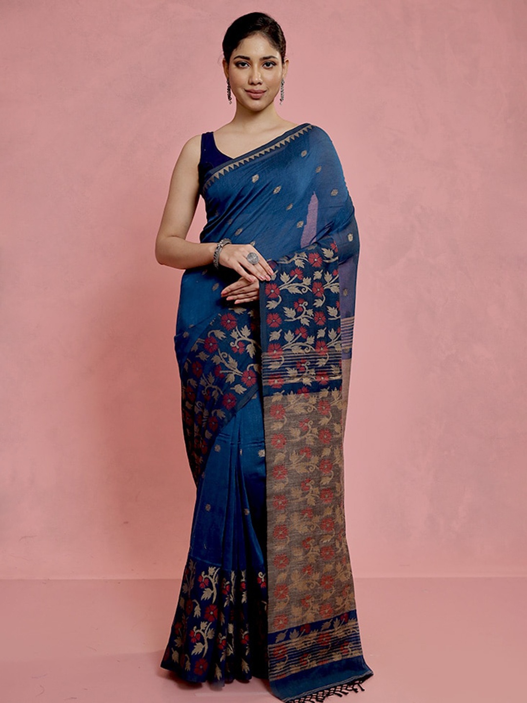 

AllSilks Woven Design Saree, Blue