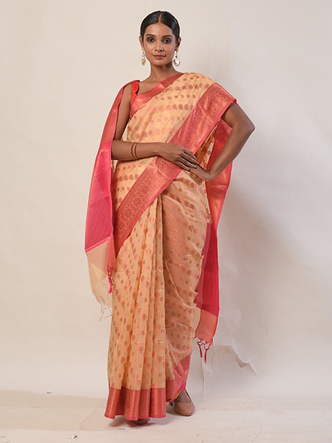 

AllSilks Woven Design Zari Saree, Yellow