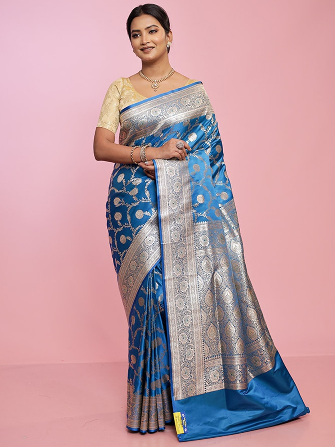 

AllSilks Woven Design Zari Banarasi Saree, Blue