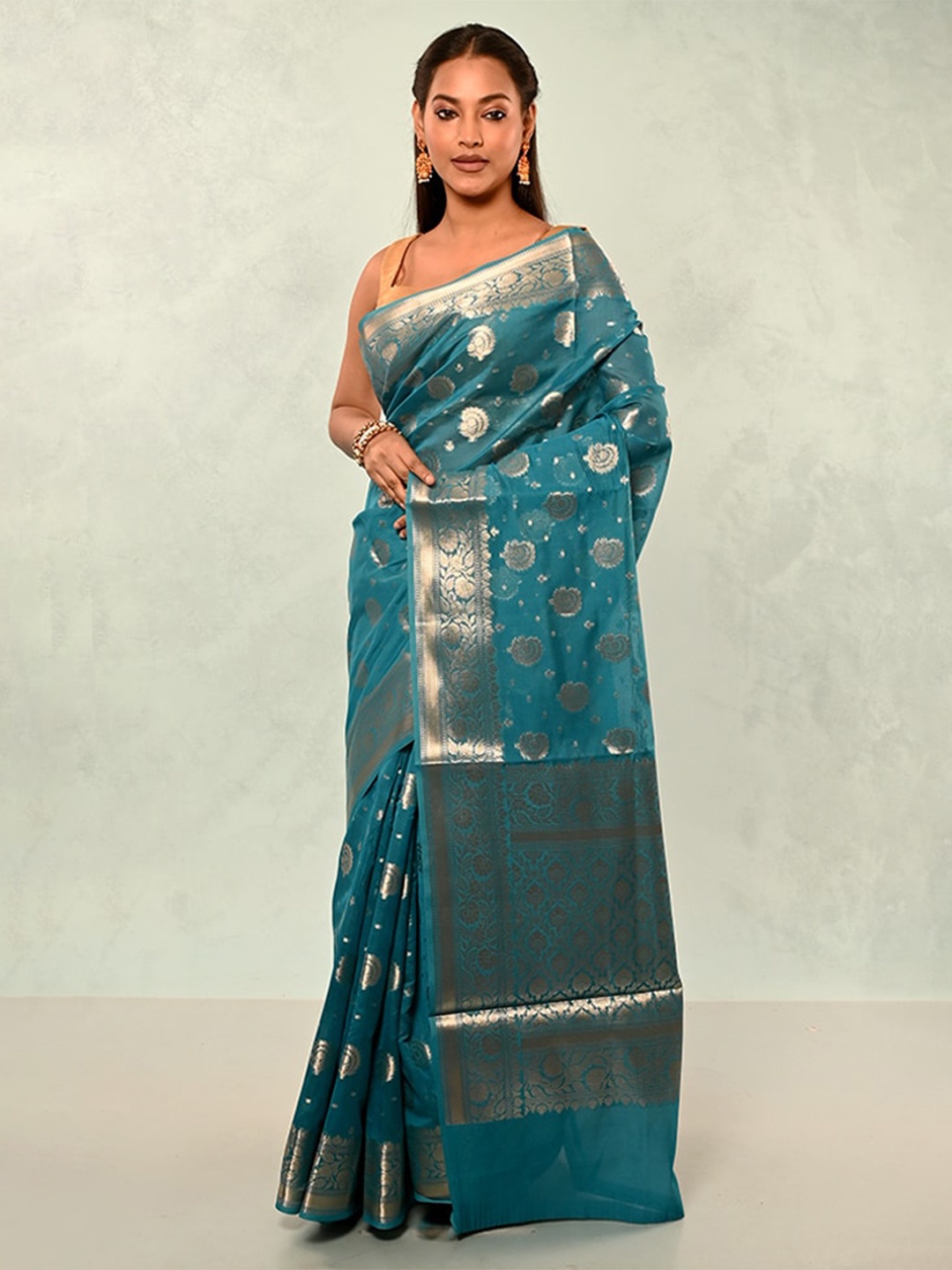 

AllSilks Woven Design Zari Saree, Blue
