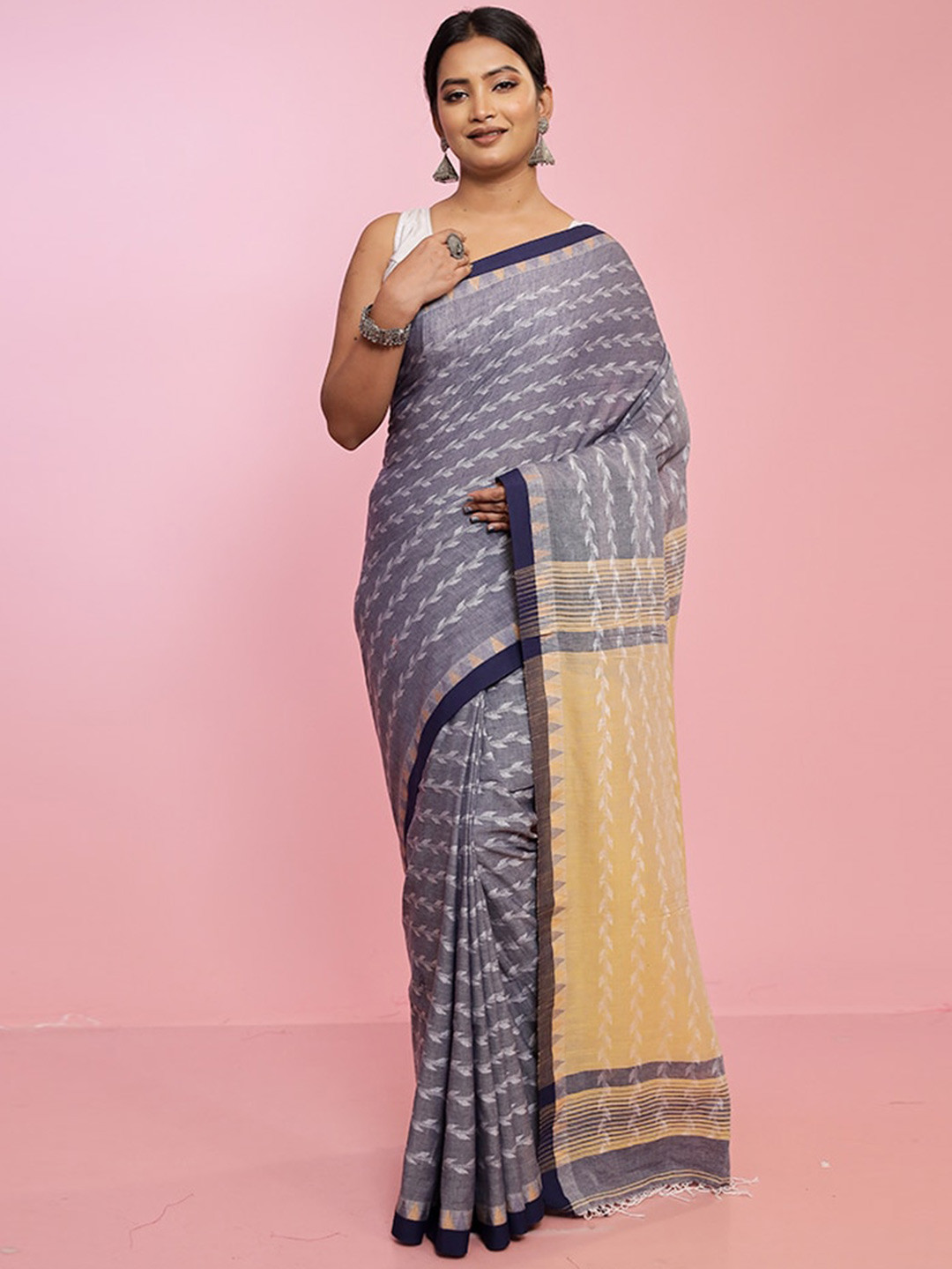 

AllSilks Ethnic Motifs Woven Design Saree, Grey