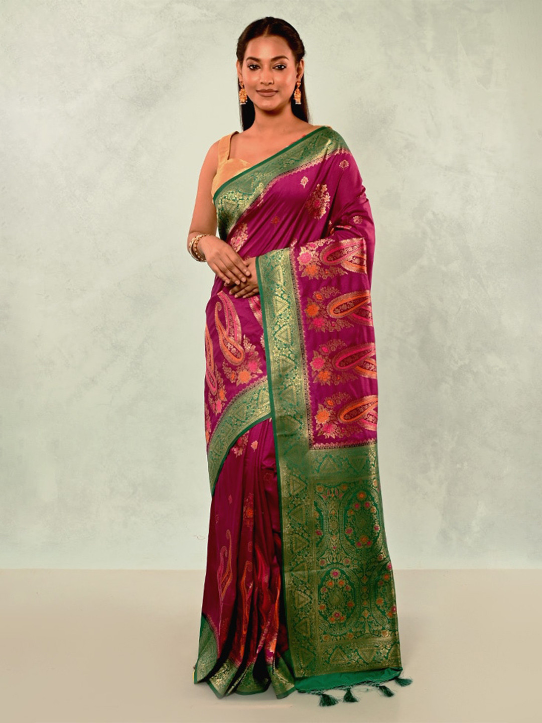

AllSilks Ethnic Motifs Woven Design Zari Saree, Purple