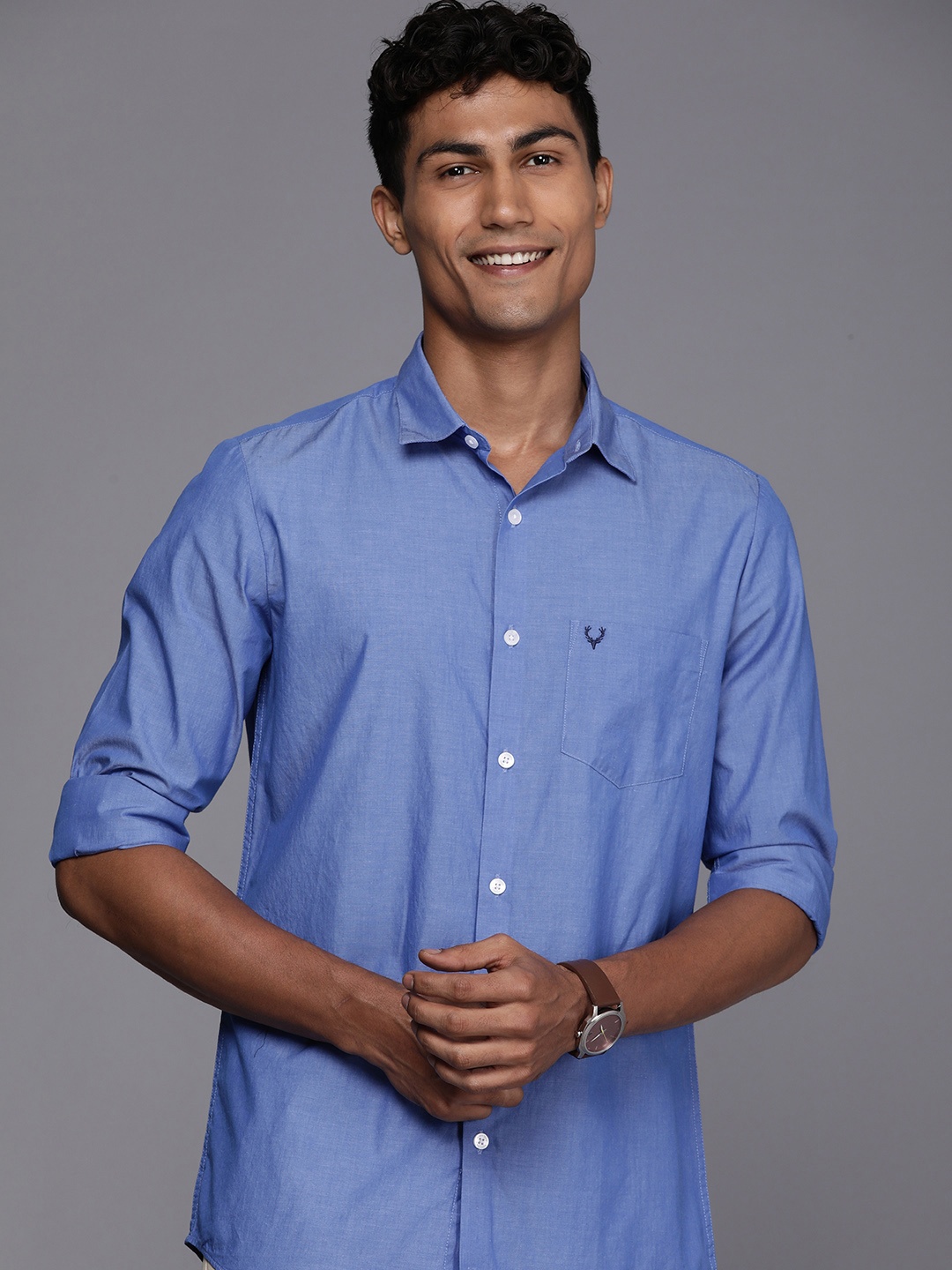 

Allen Solly Modern Slim Fit Pure Cotton Casual Shirt, Blue