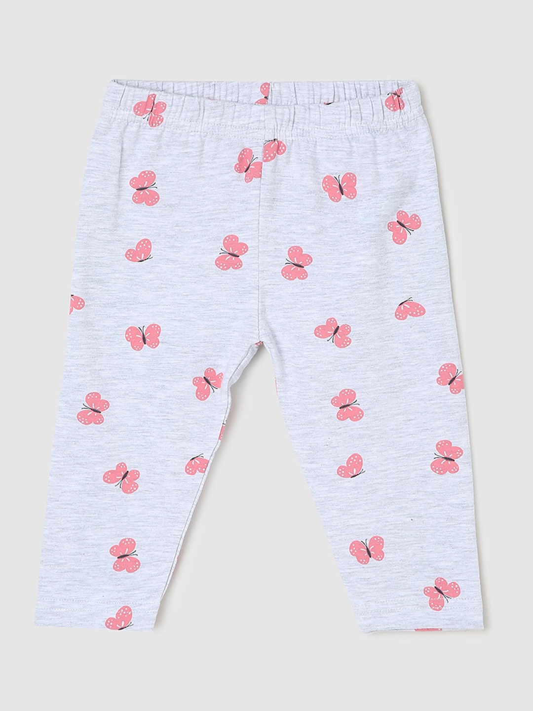 

max Girls Printed Cotton Leggings, Grey