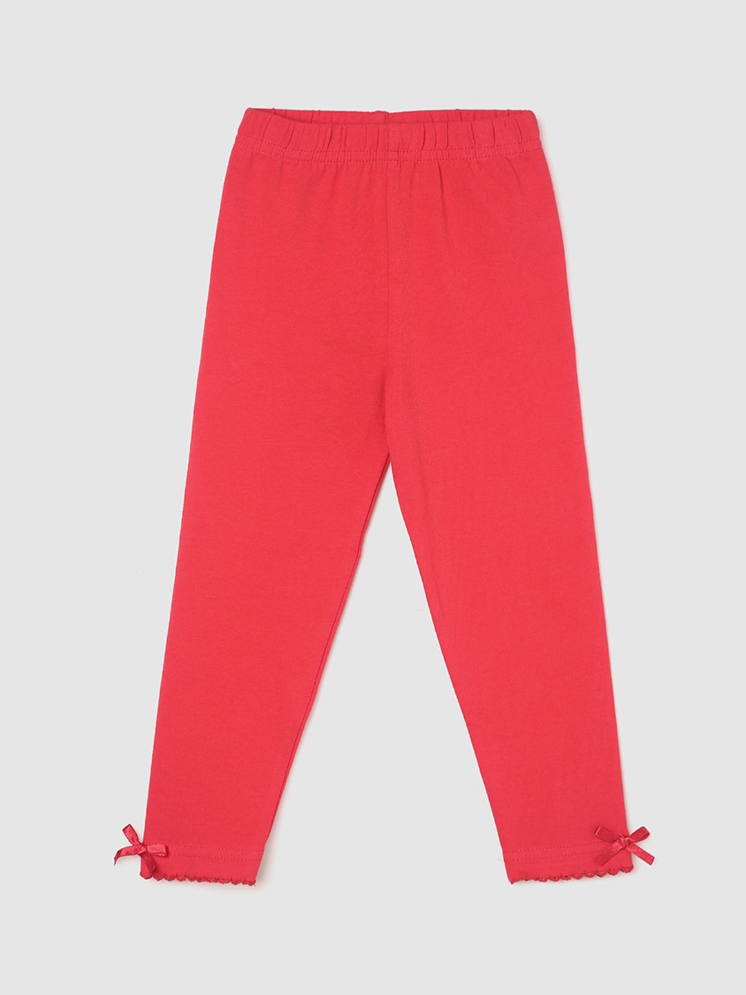 

max Girls Cotton Ankle Length Leggings, Red