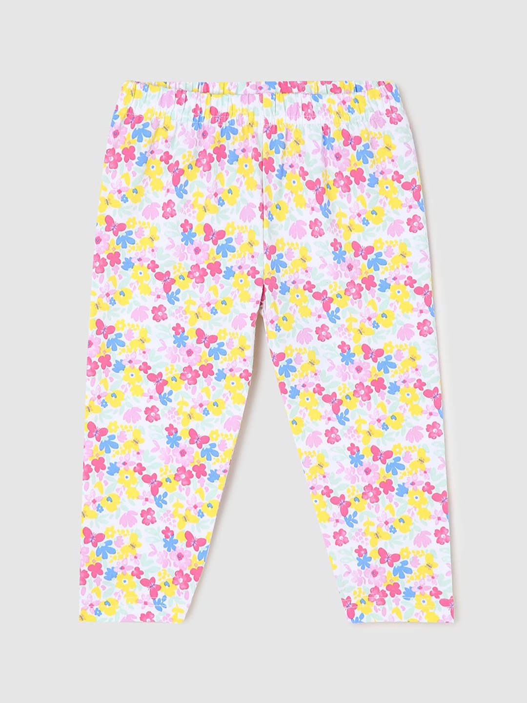 

max Infants Girls Printed Ankle Length Leggings, White