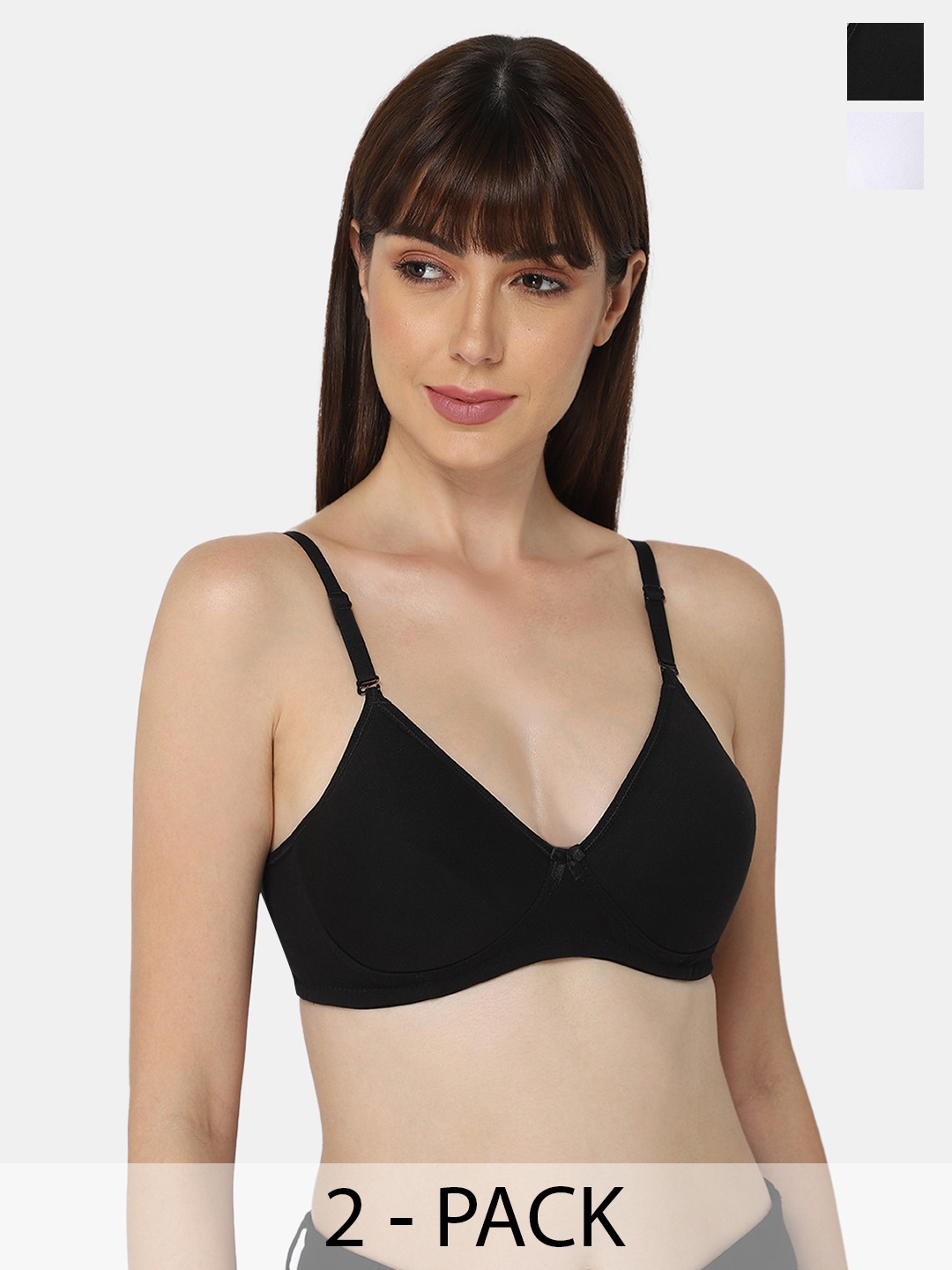 

intimacy LINGERIE Pack of 2 Lightly Padded Cotton Everyday Bra With All Day Comfort, Black