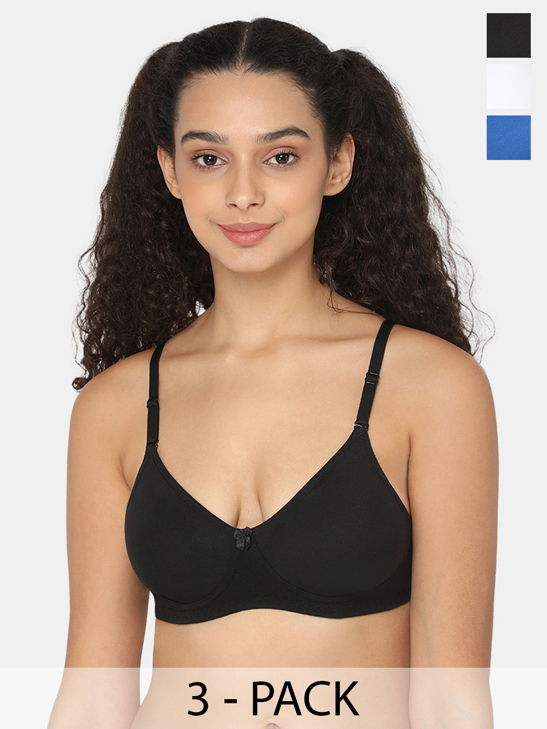 

intimacy LINGERIE Pack of 3 Full Coverage All Day Comfort Cotton Everyday Bras, Blue