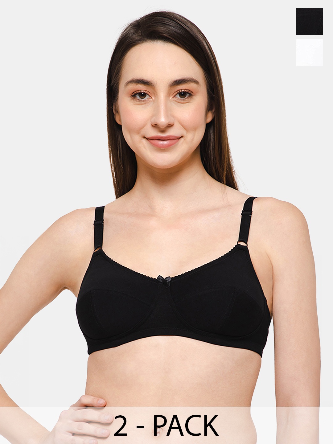 

intimacy LINGERIE Pack of 2 Full Coverage Super Support Cotton Everyday Bras, Black