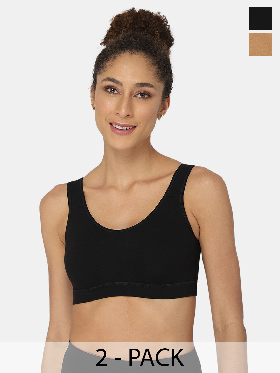 

intimacy LINGERIE Pack of 2 Full Coverage Moisture Wicking Cotton Workout Bras, Black