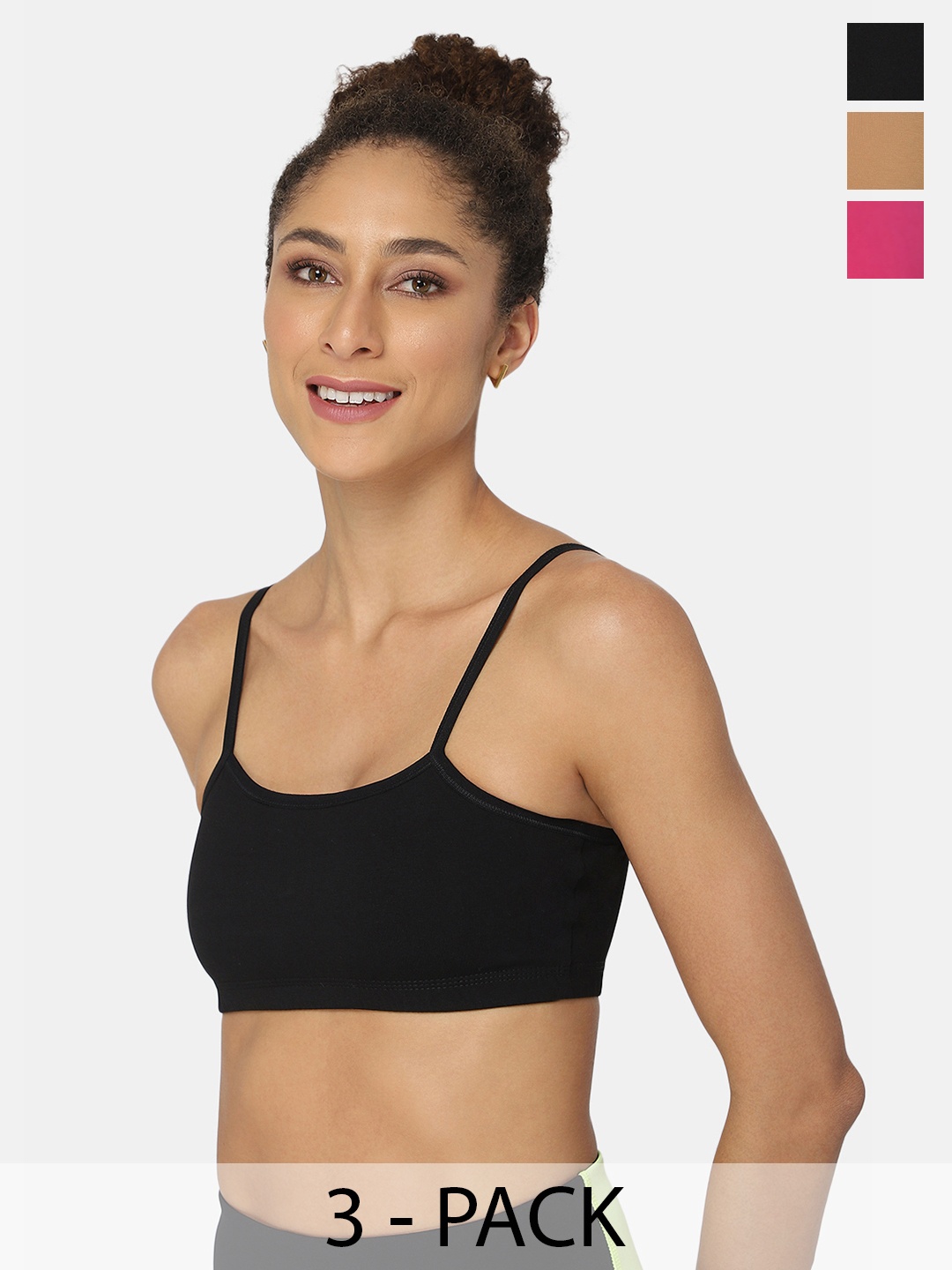 

intimacy LINGERIE Pack Of 3 Full Coverage Cotton Beginners Bra With All Day Comfort, Black