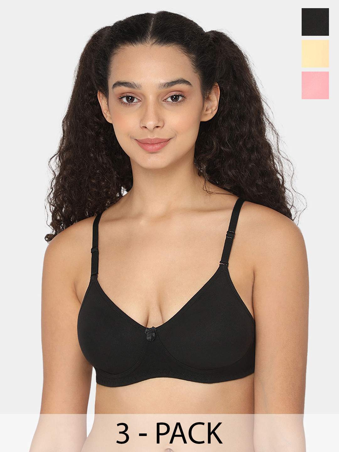 

intimacy LINGERIE Pack of 3 Full Coverage Cotton Bra All Day Comfort, Black