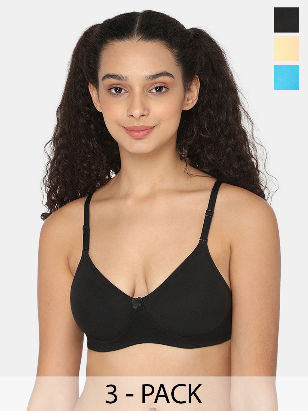 

intimacy LINGERIE Pack Of 3 Cotton Full Coverage Bra All Day Comfort, Black