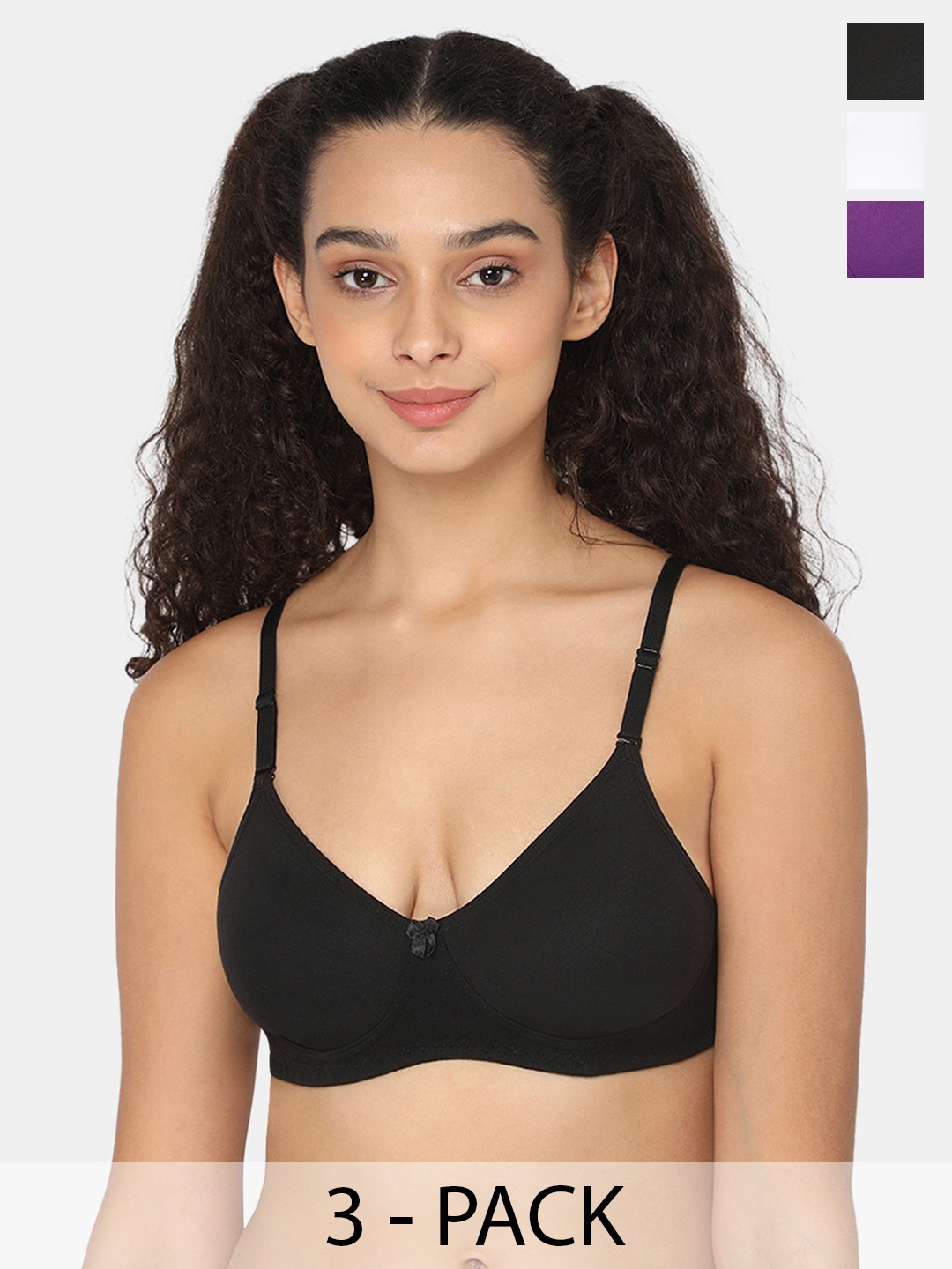 

intimacy LINGERIE Pack Of 3 Non Padded Cotton Everyday Bra- All Day Comfort, Black