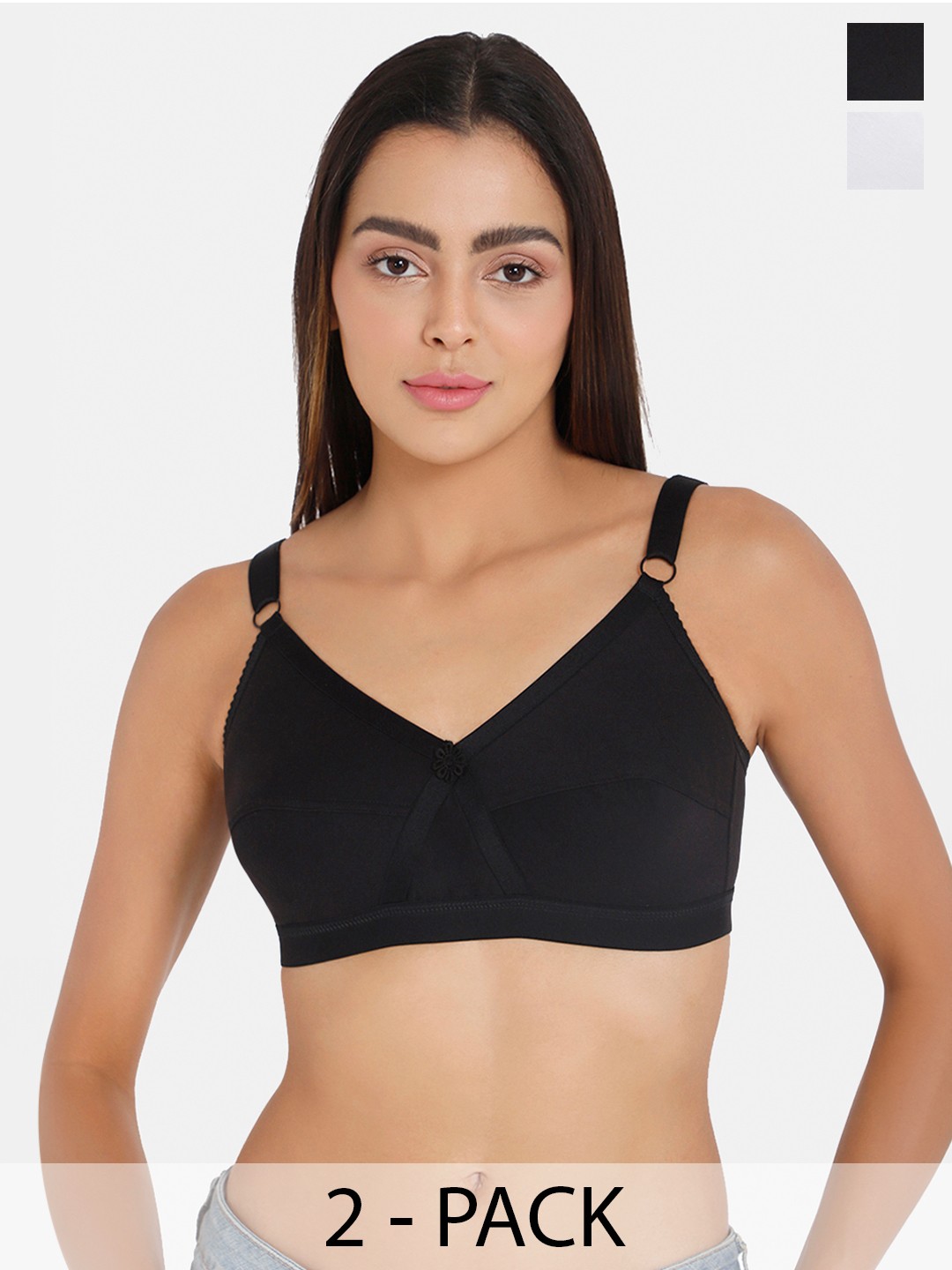 

intimacy LINGERIE Pack of 2 Full Coverage Cotton Everyday Bra With All Day Comfort, Black